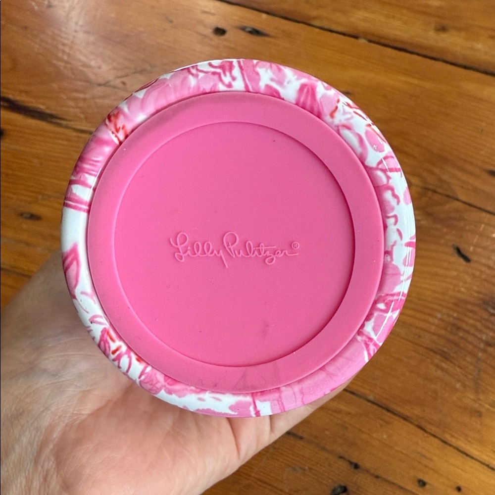 Lilly Pulitzer Pink Floral Water Bottle with Gold Lid - Picture 2 of 6